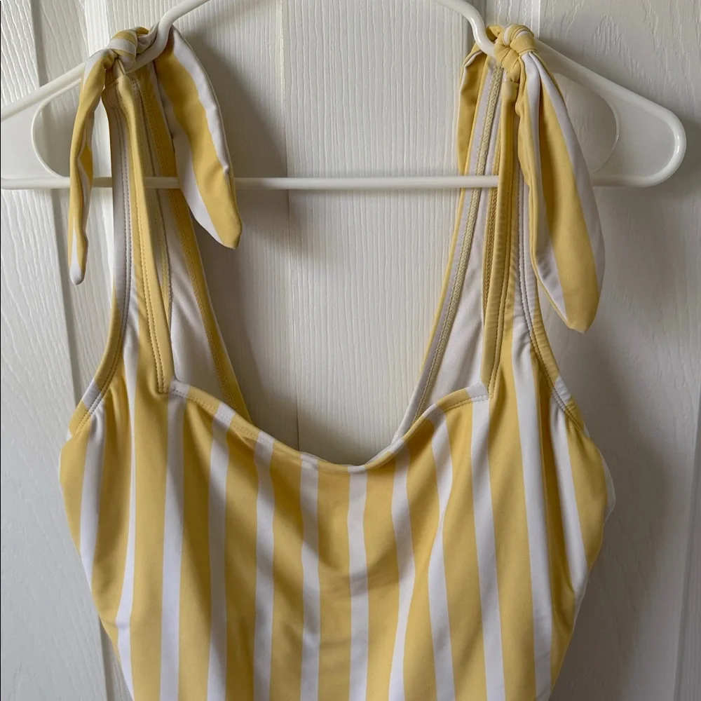 Yellow & White Striped Tie-Shoulder One-Piece Swimsuit